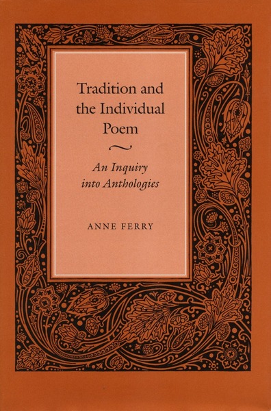 Cover of Tradition and the Individual Poem by Anne Ferry